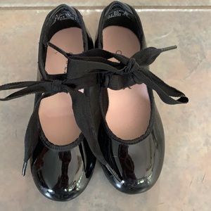 Capezio black satin tap shoes